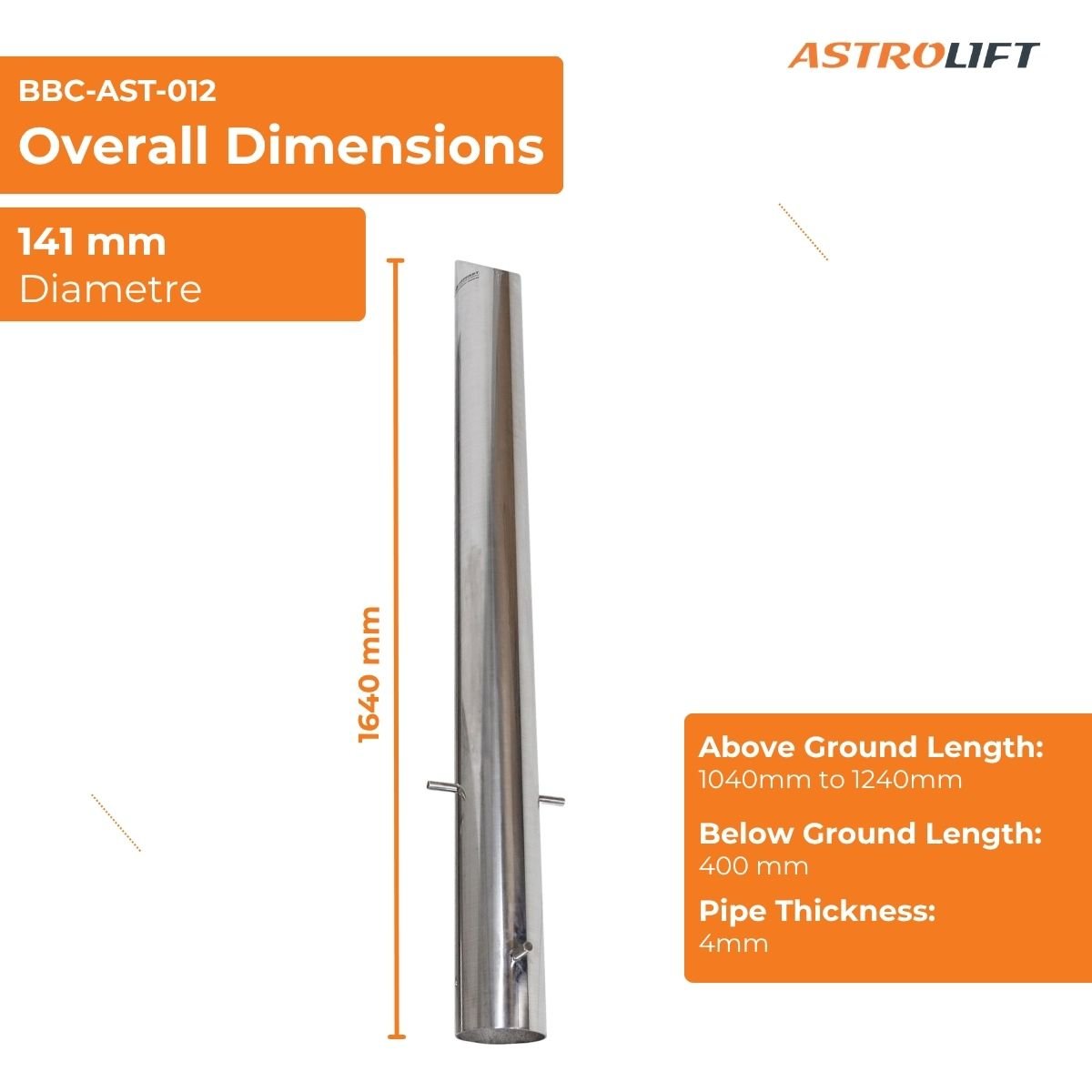 Buy Stainless Cast-In Bollard 45° in Cast-in Bollards available at Astrolift NZ
